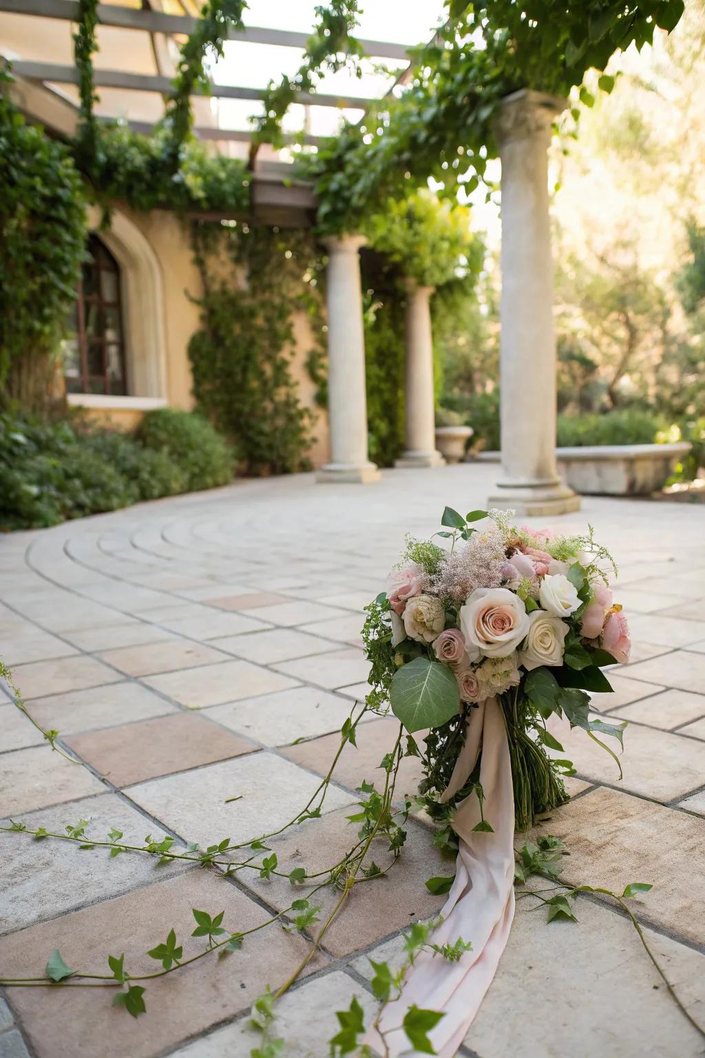 A whimsical arrangement bringing a fairy tale atmosphere to a patio.