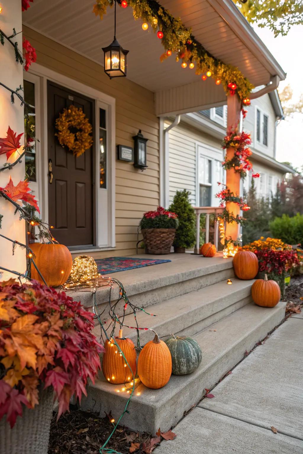 Themed decor sustains a fresh and engaging porch all year.