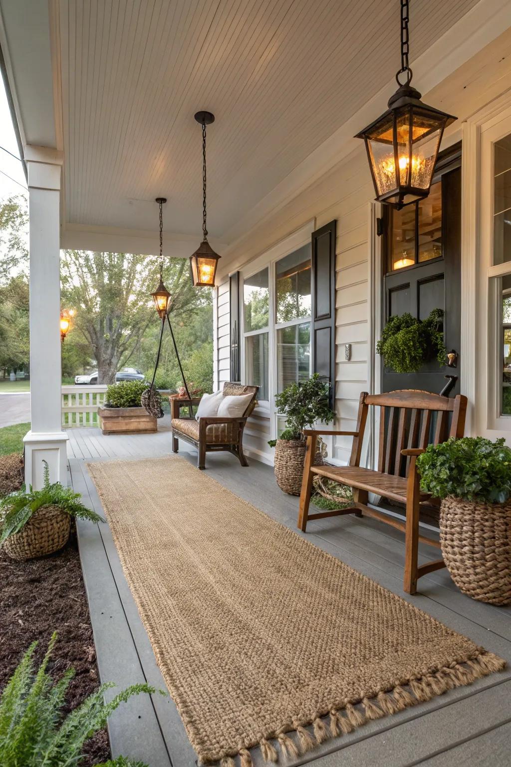 Natural fiber rugs offer rustic charm and texture.