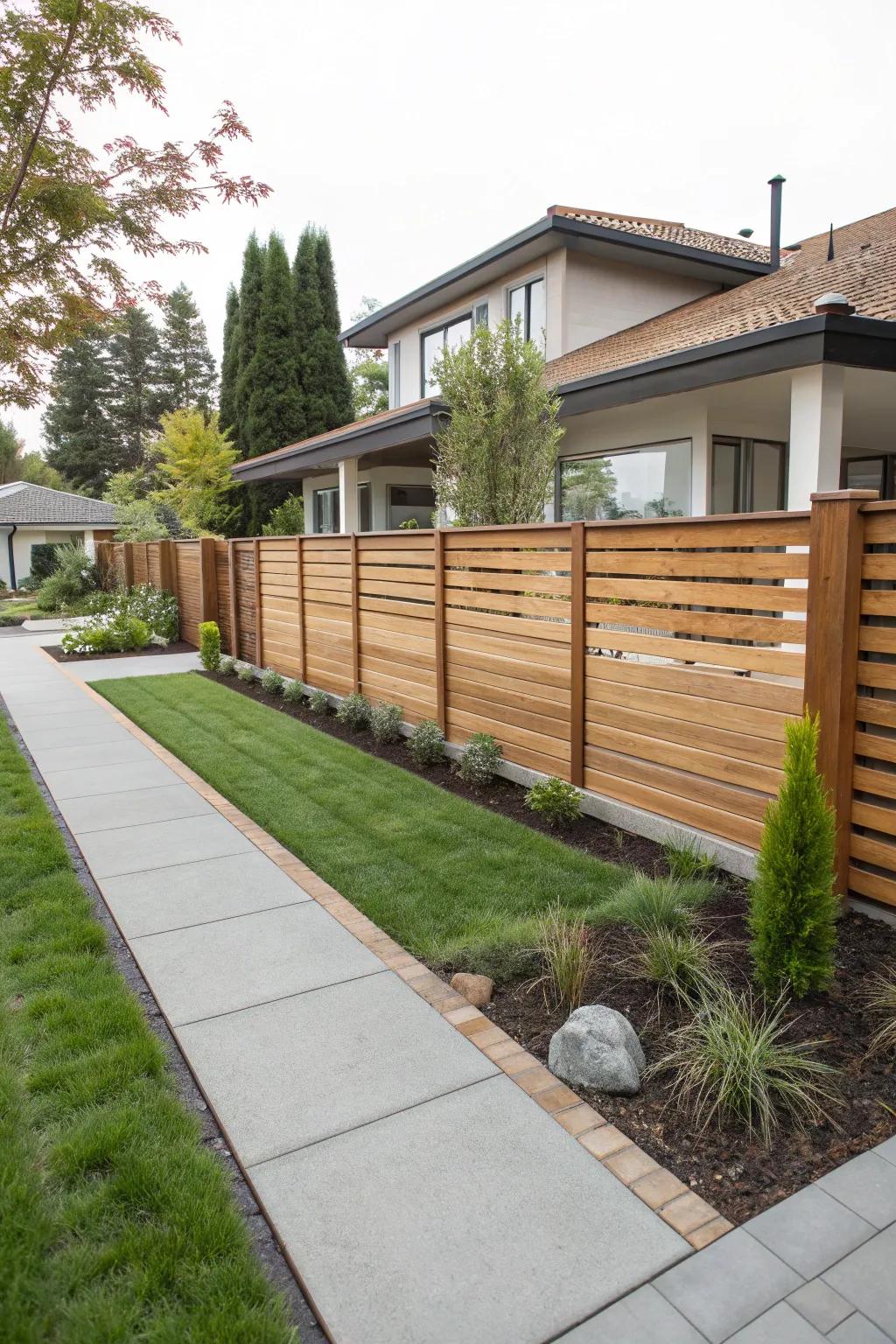 Contemporary enclosing provides privacy and modern style.