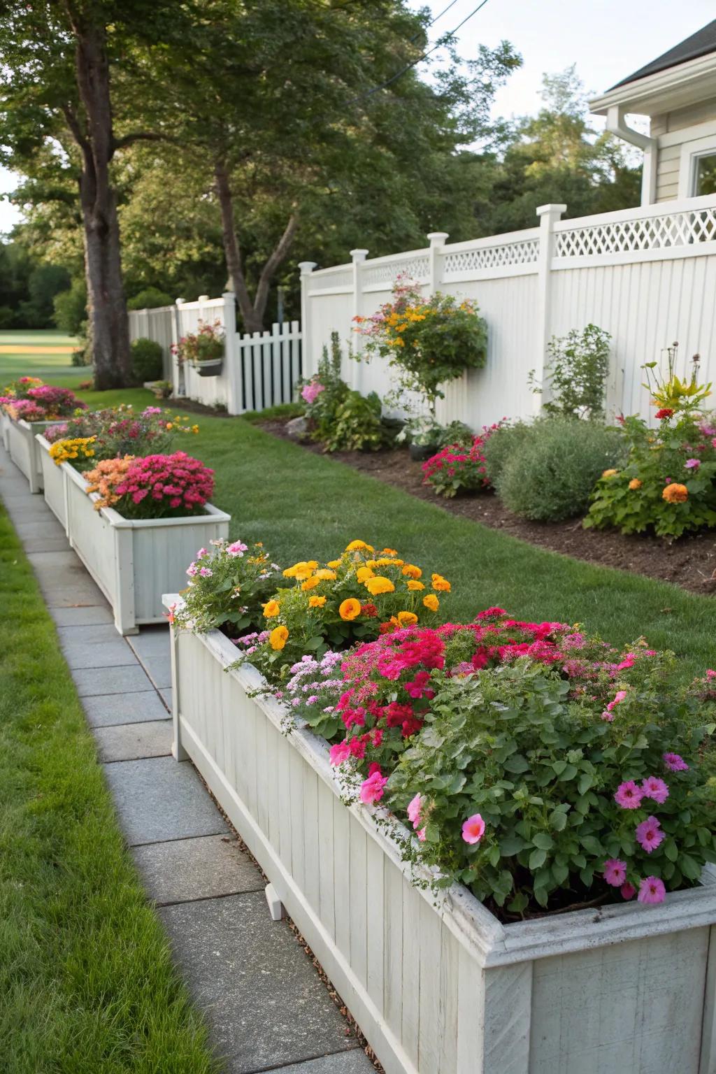 Elevated planters elevate garden beds and enhance privacy.