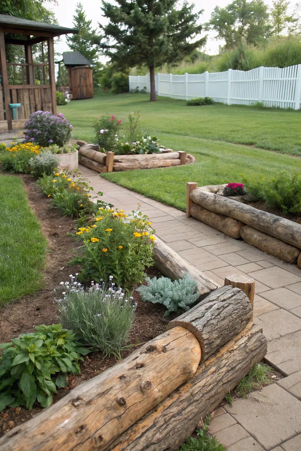 Timber borders provide a rustic and natural way to mark your property lines.