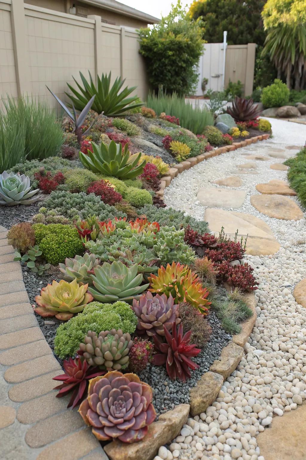 Stone mulch perfects garden designs.