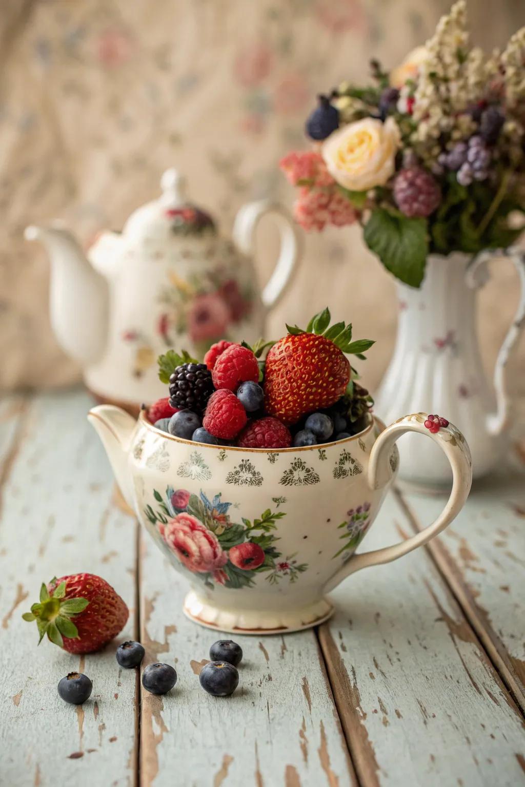 A vintage fruit arrangement that adds a touch of nostalgia.