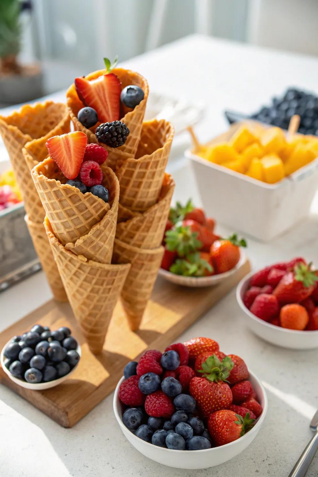 Fruit horns offer a playful and unique method to relish fruit.