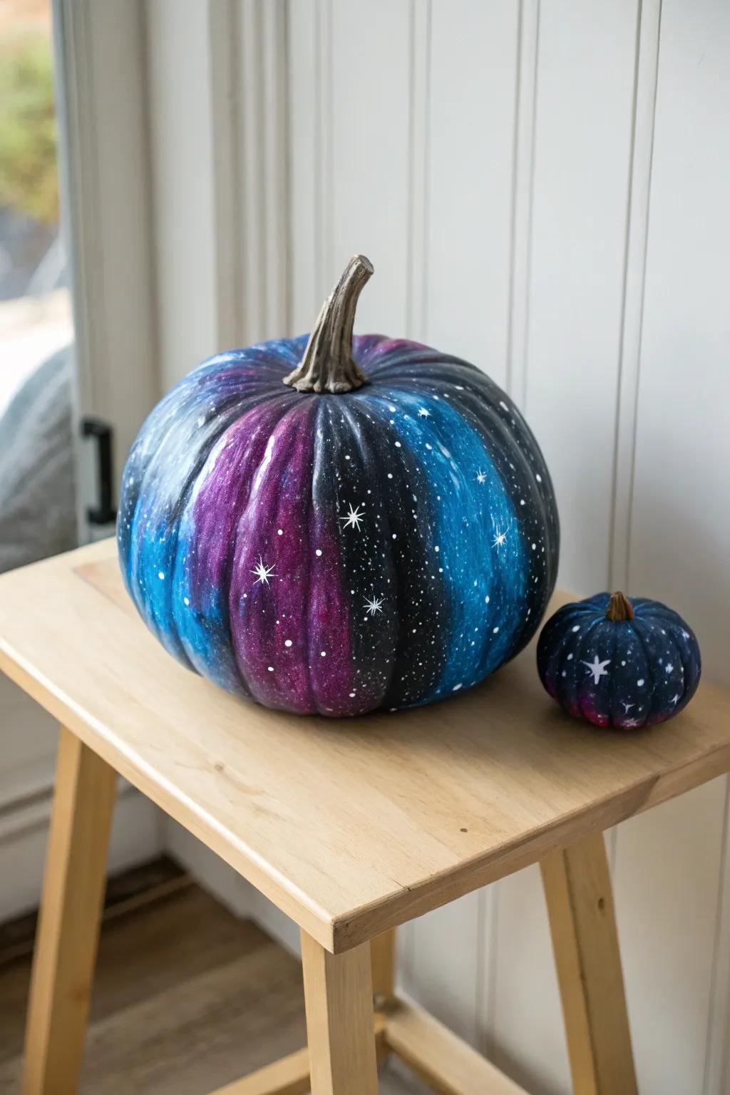 A cosmic variation on gourd artistry that is genuinely from another realm! 🌌🎃