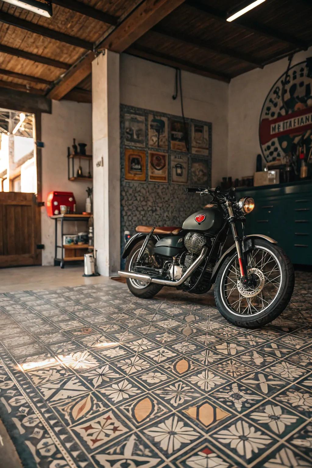 Add nostalgic charm with vintage tile patterns.