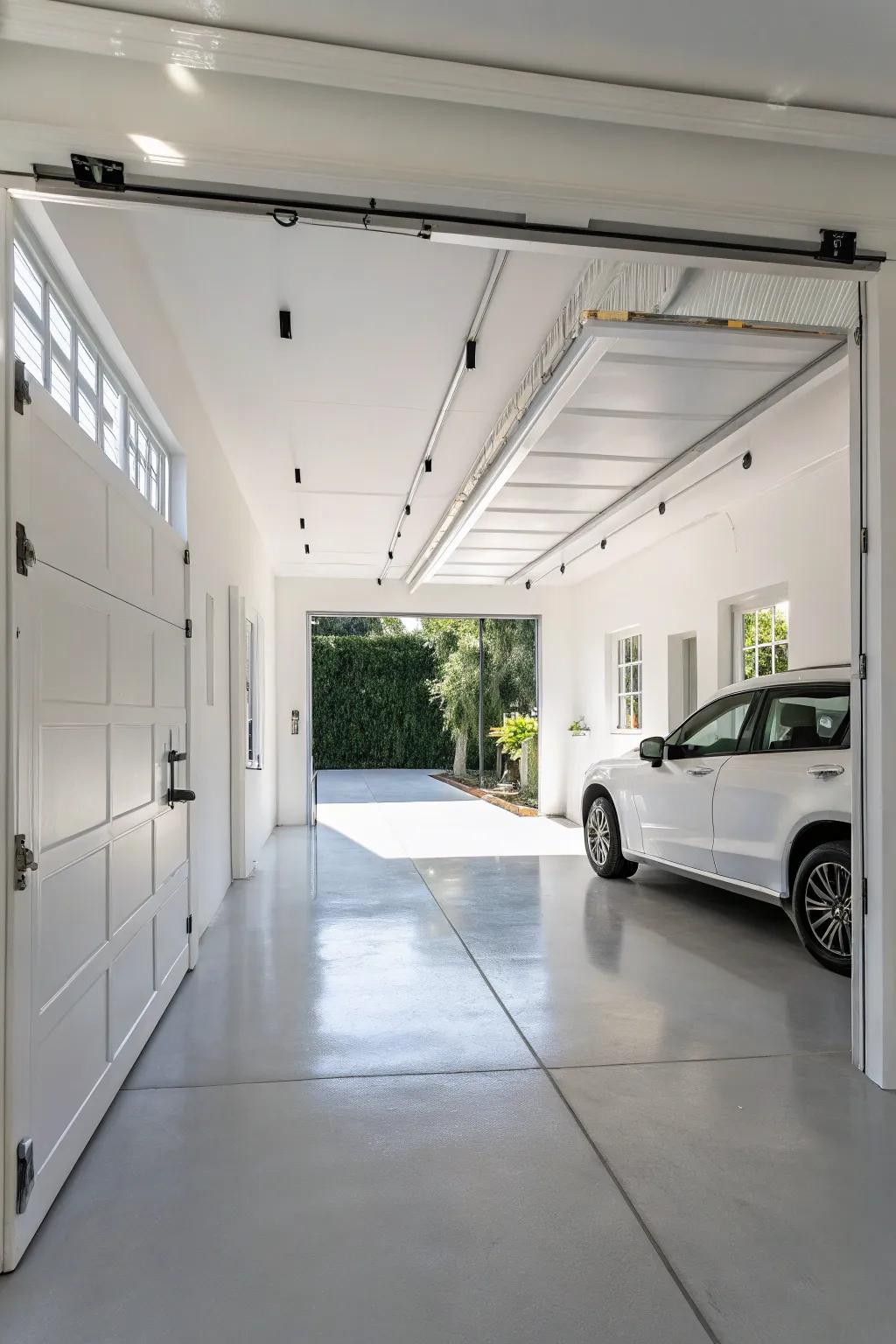 White walls make your garage feel spacious and bright.