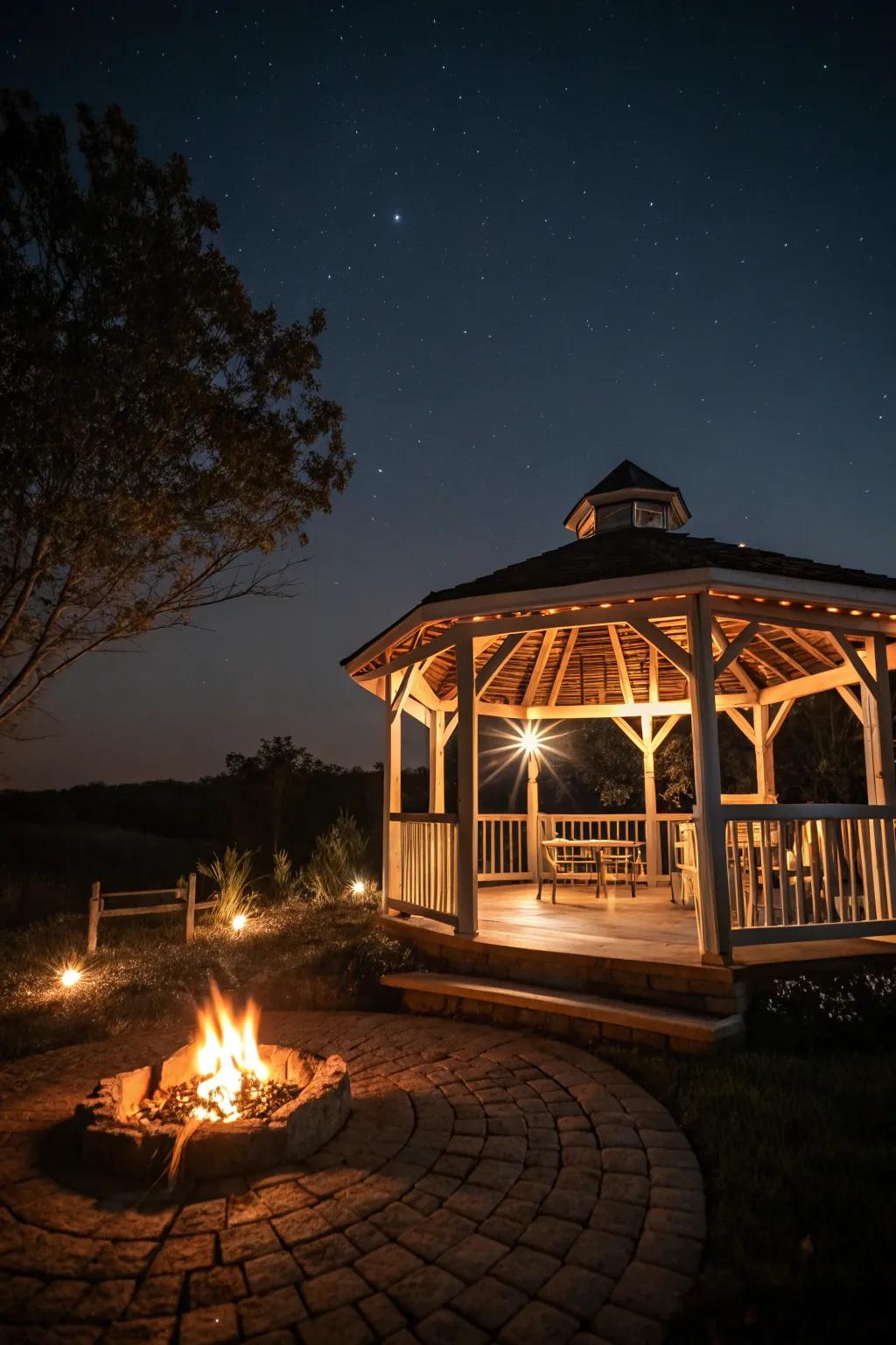 Boost nighttime ambiance via creative up-lighting.