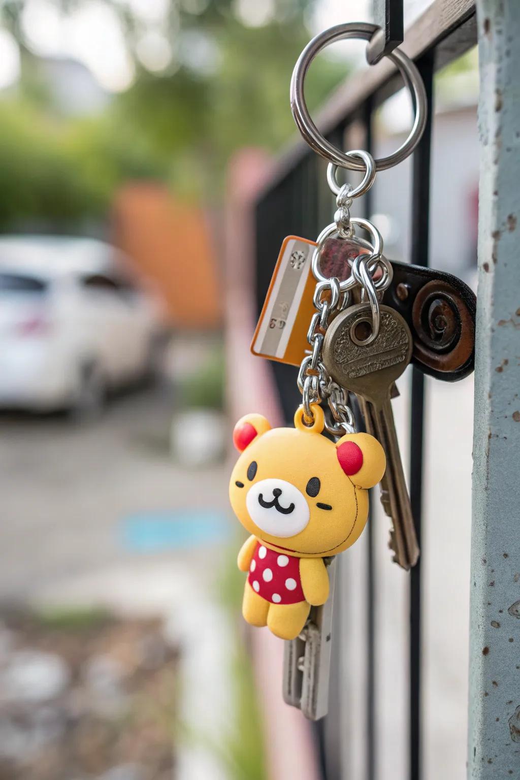 A fun and whimsical keychain to brighten up your day.
