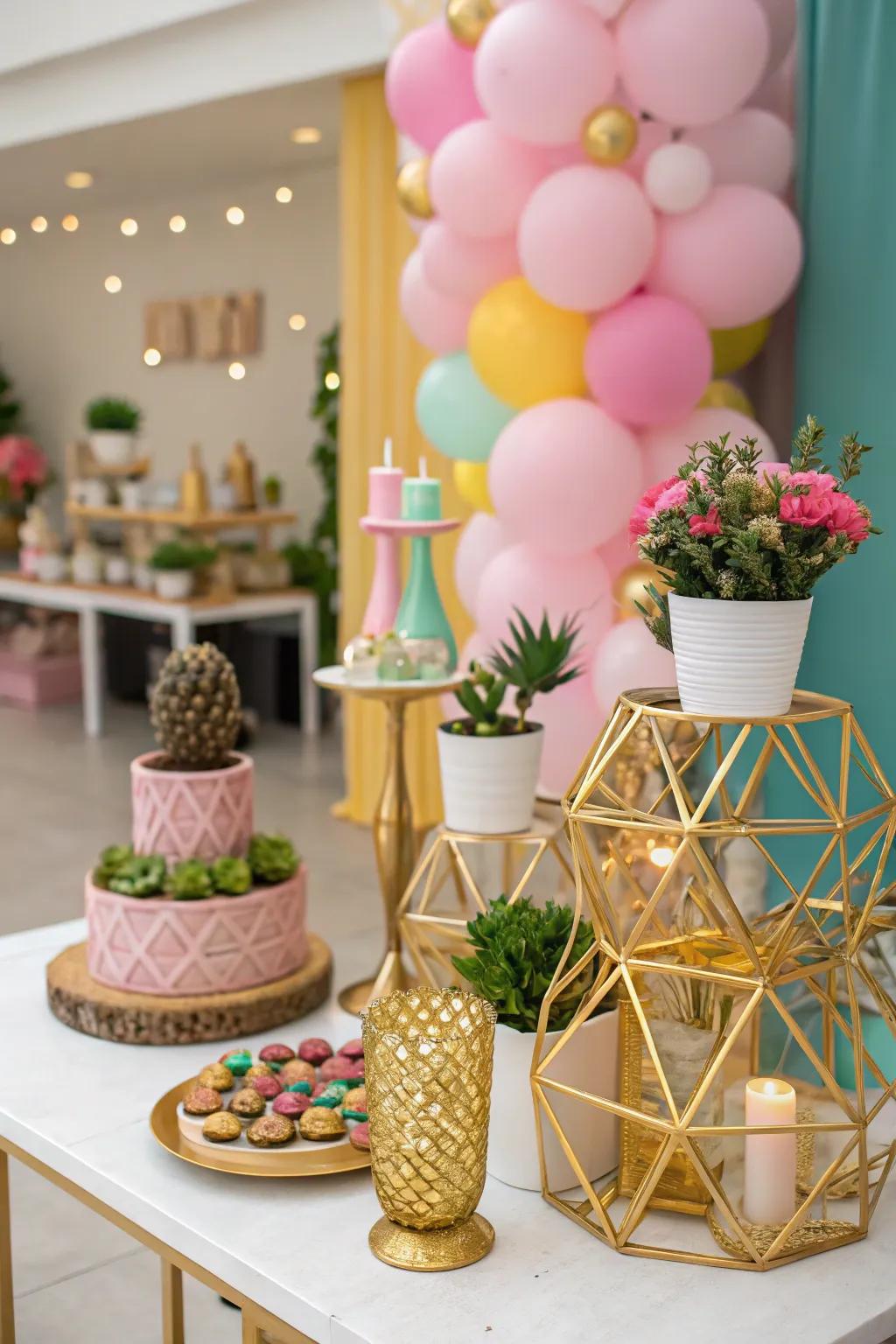 Modern angular decorations for a contemporary touch.