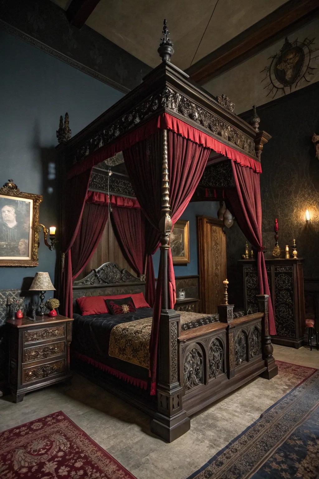 A covering that transmutes a space into a gothic hideaway.