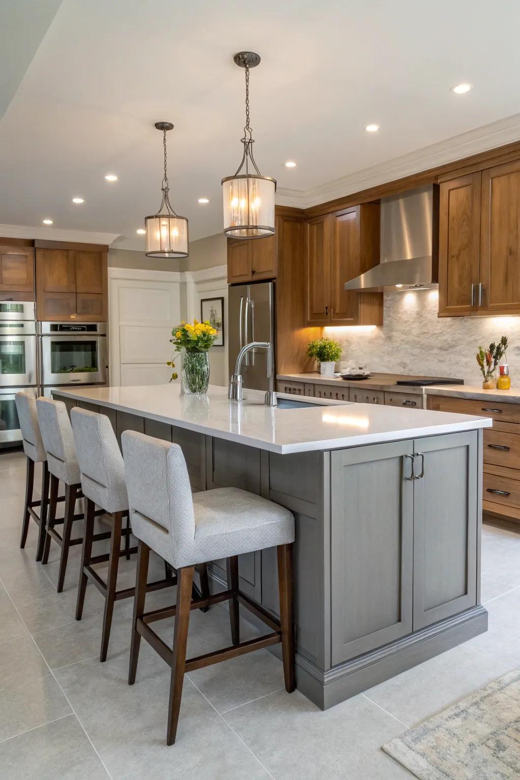 Functional kitchen island as a social hub