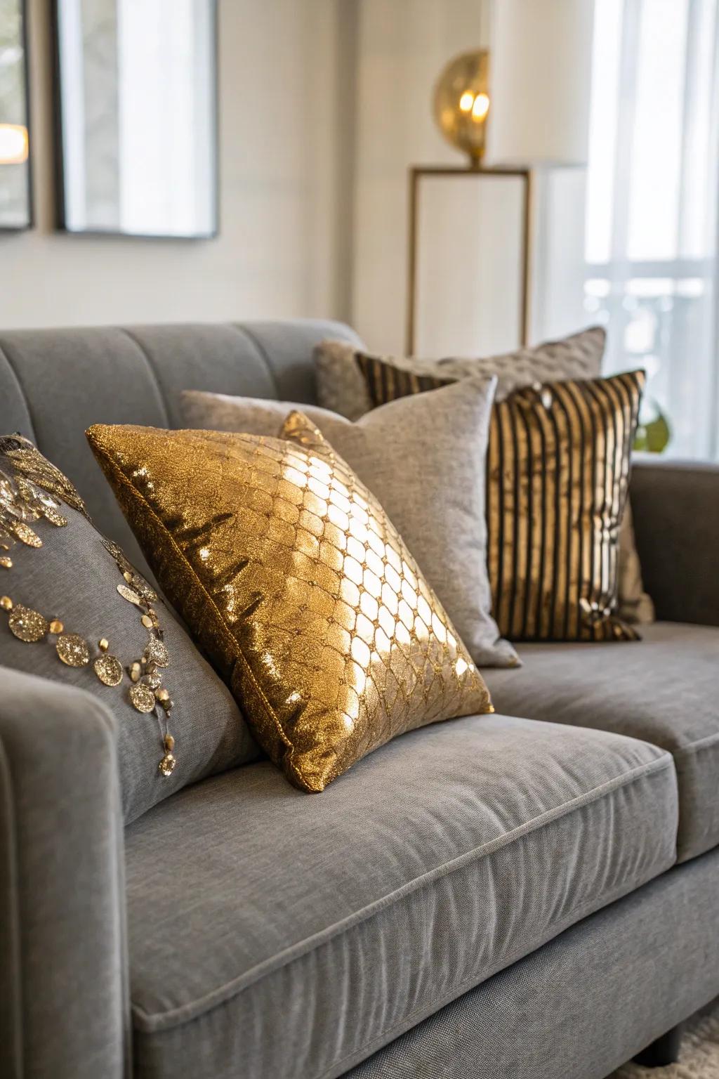 Metallic accents add a touch of luxury to the decor.