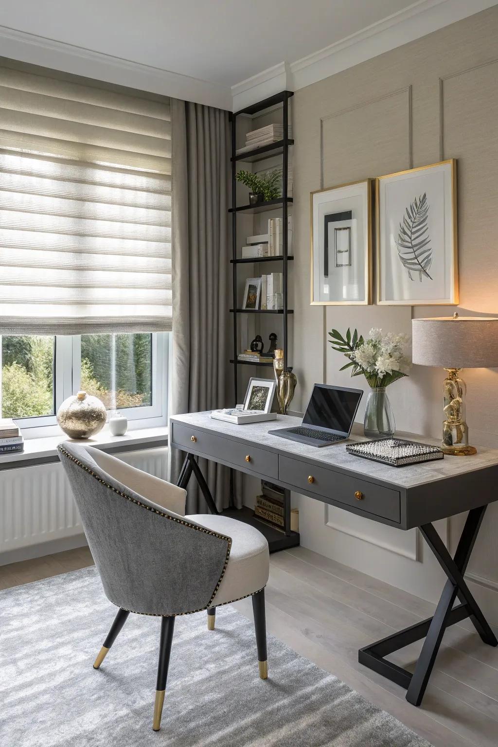 A chic home sanctuary features half blinds.