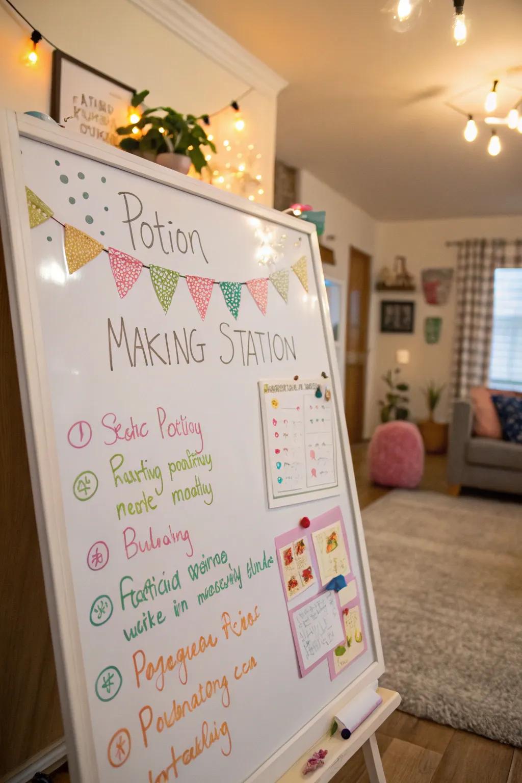 A concoction generation post exhibited on a Halloween whiteboard.