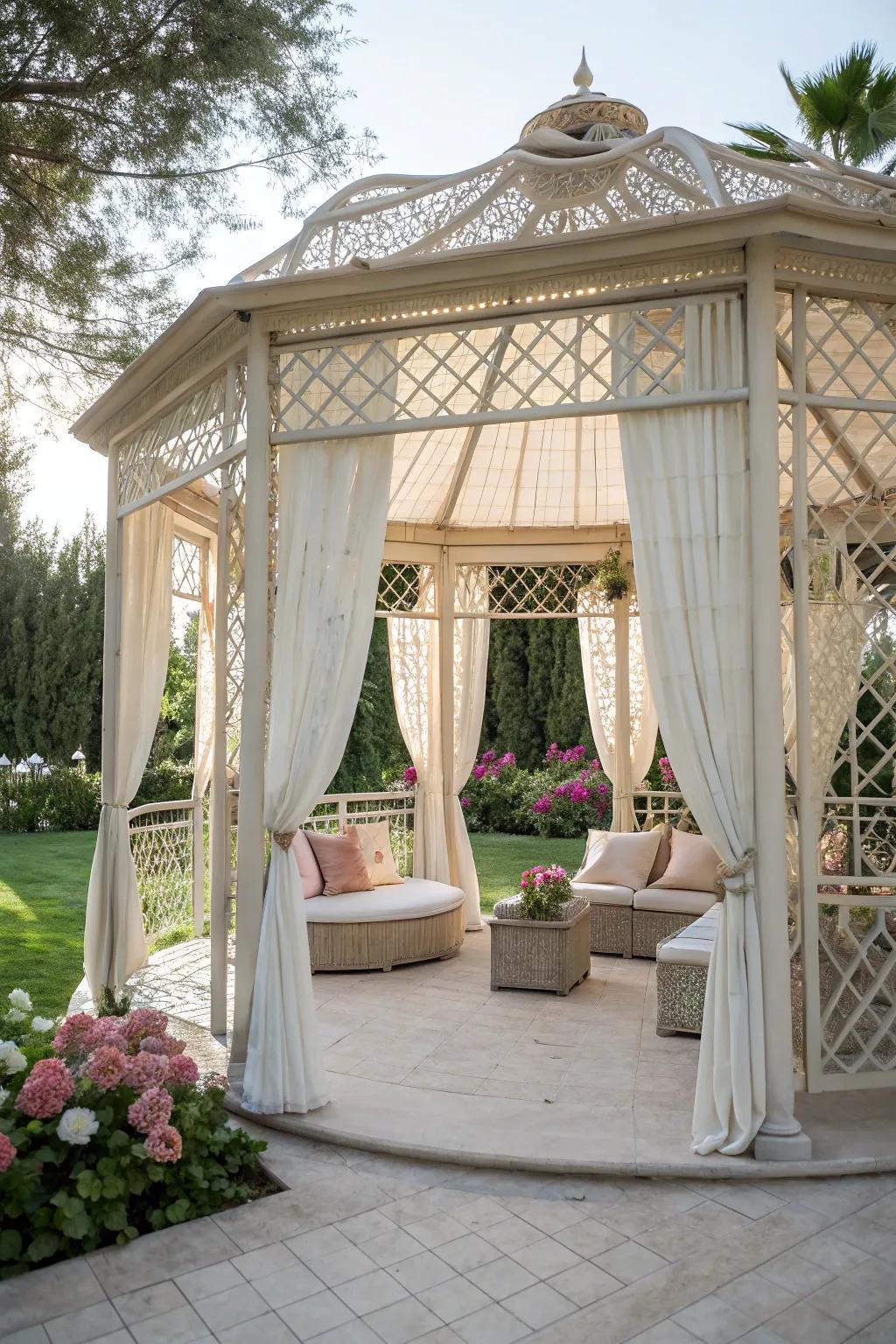 Forge an inviting area with an open-air pavilion gazebo.