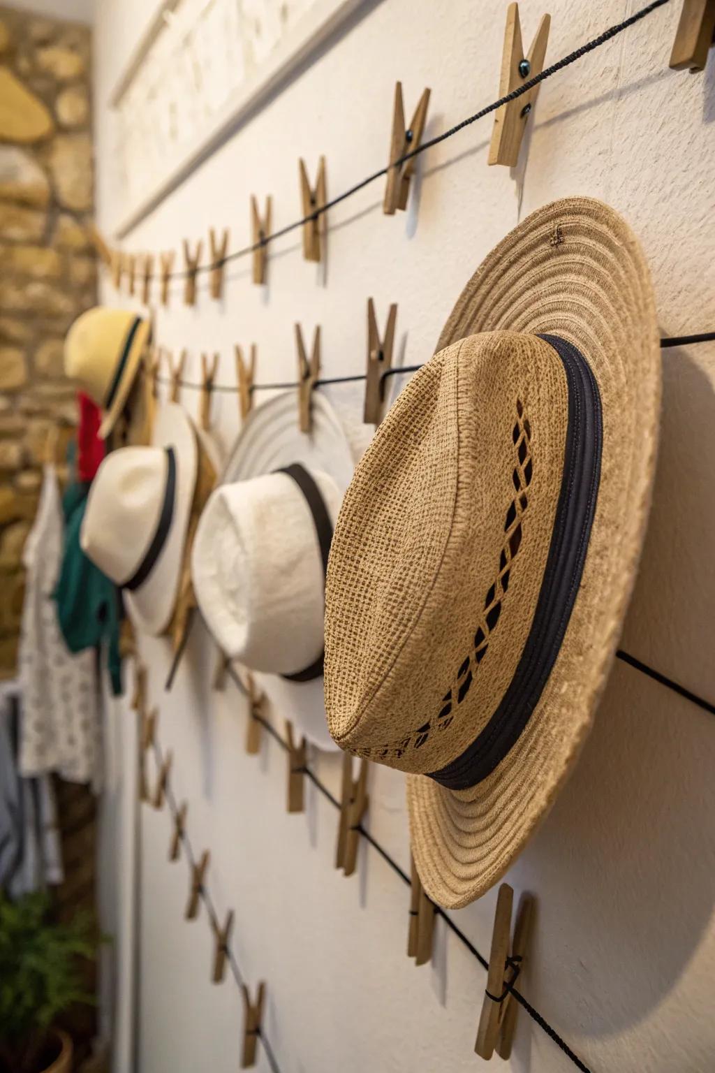 Minimalist clothespin exhibit for a clean look.