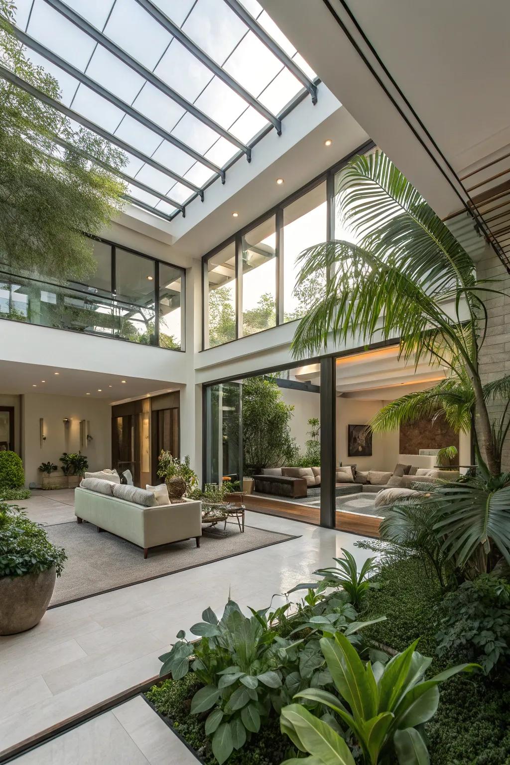 An unrestricted-concept atrium enhancing home connectivity.
