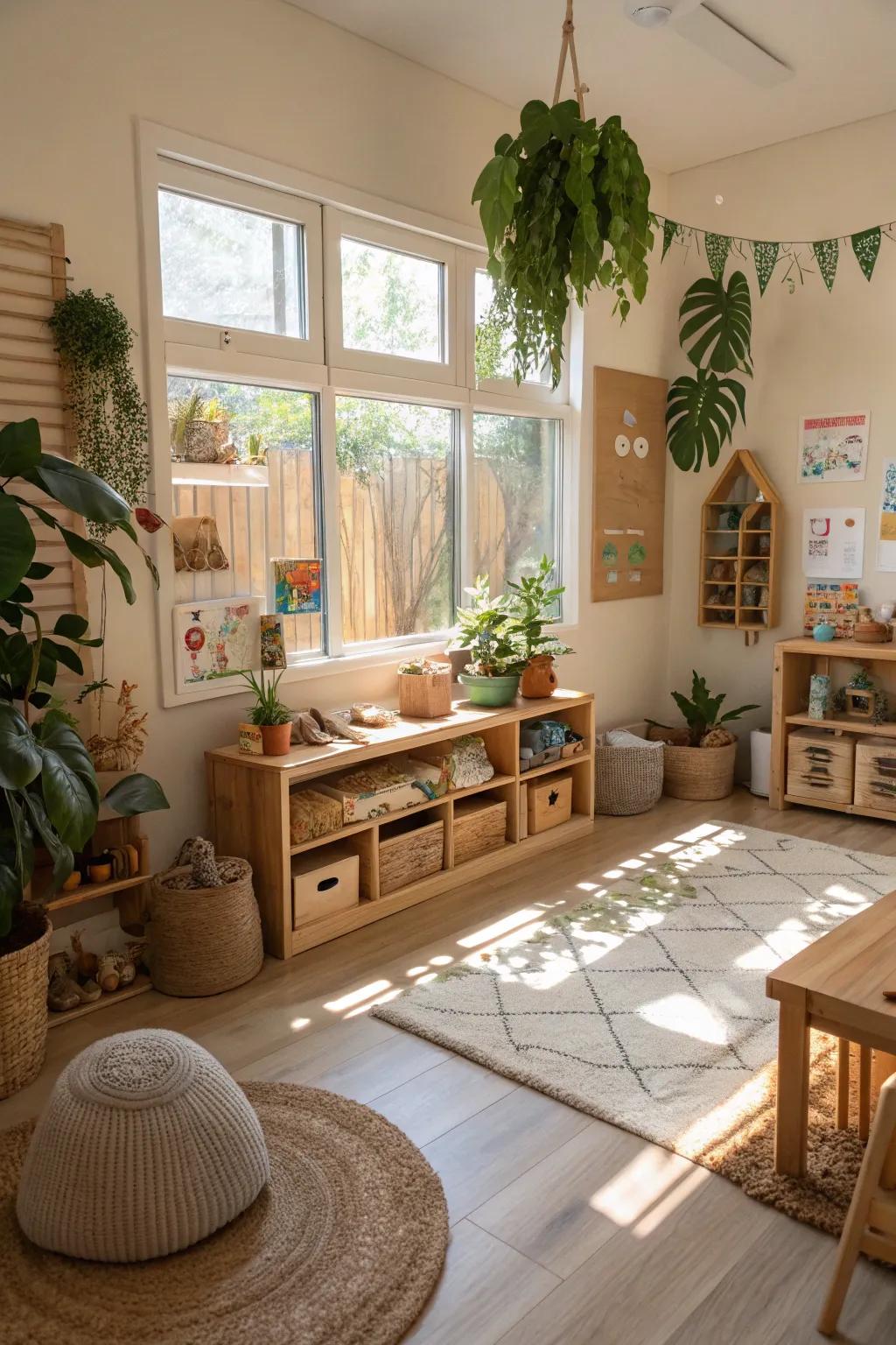 Natural features selected to promote a tranquil setting for a daycare.