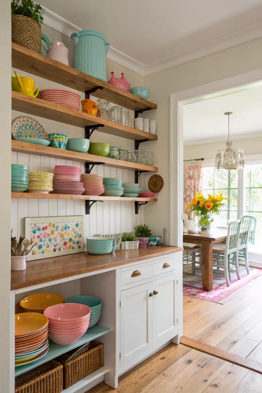 Open racks add personality and usefulness to your kitchen.