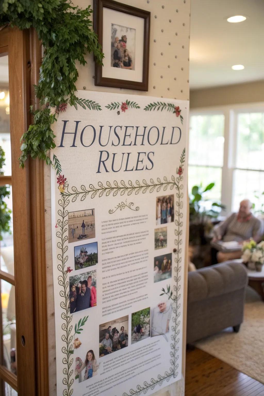 Encourage serenity using a well-displayed compendium of household directives.