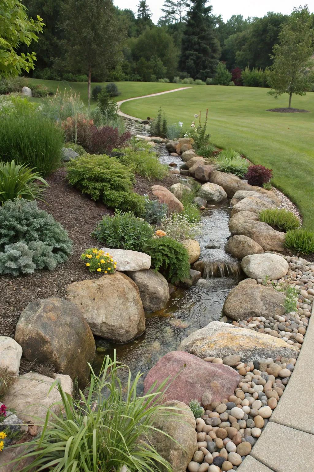 Soil mounds divert water.