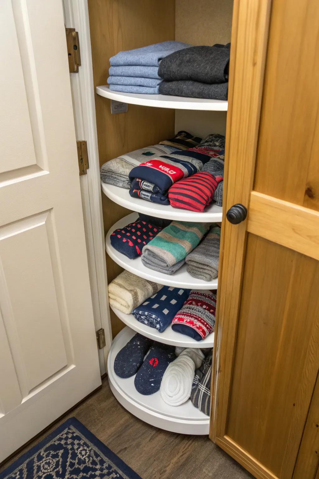 Your favorite socks will stay organized and accessible thanks to a rotating tray.