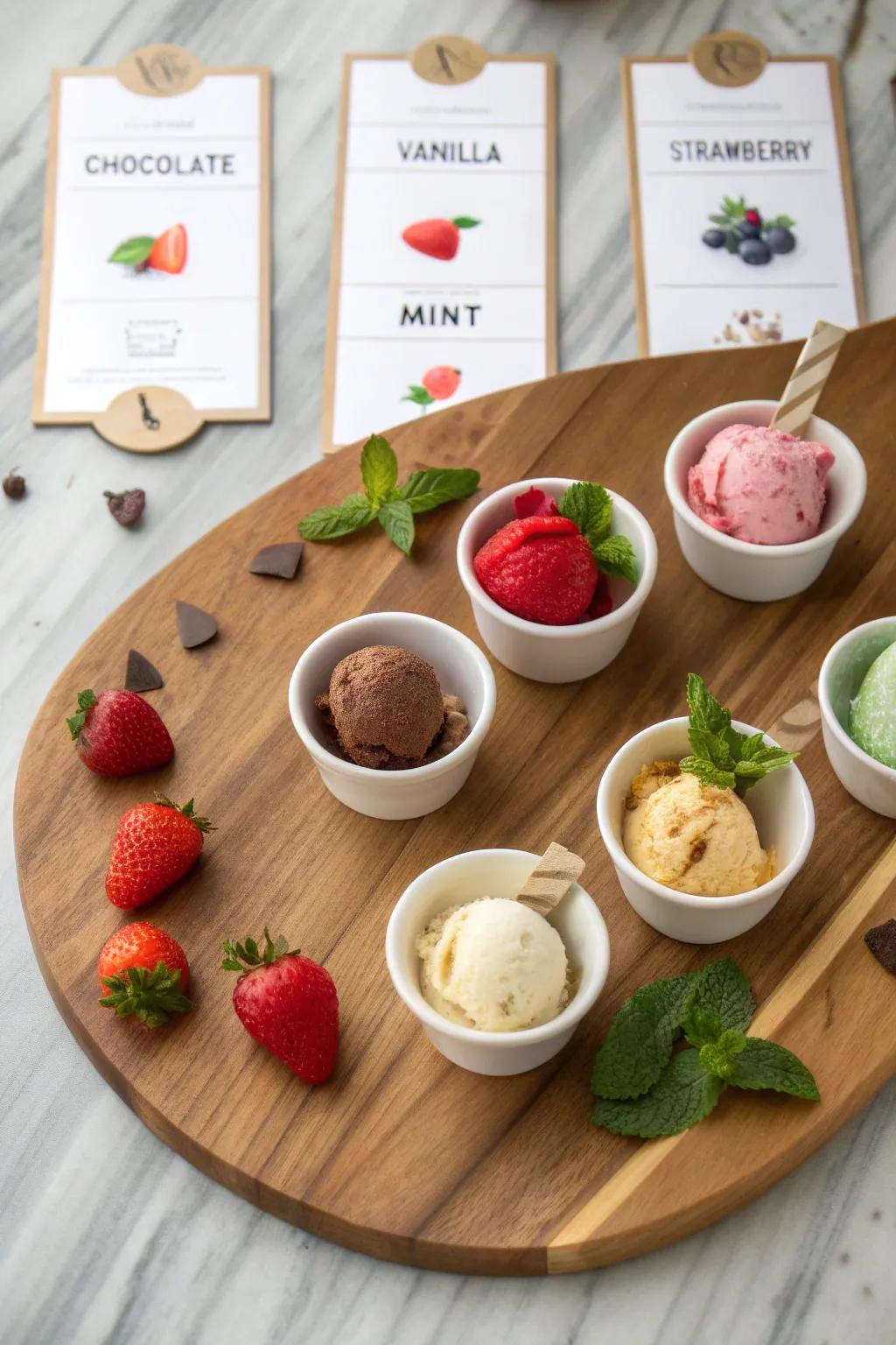 An ice cream flavor sampler that provides an upscale sensory experience.