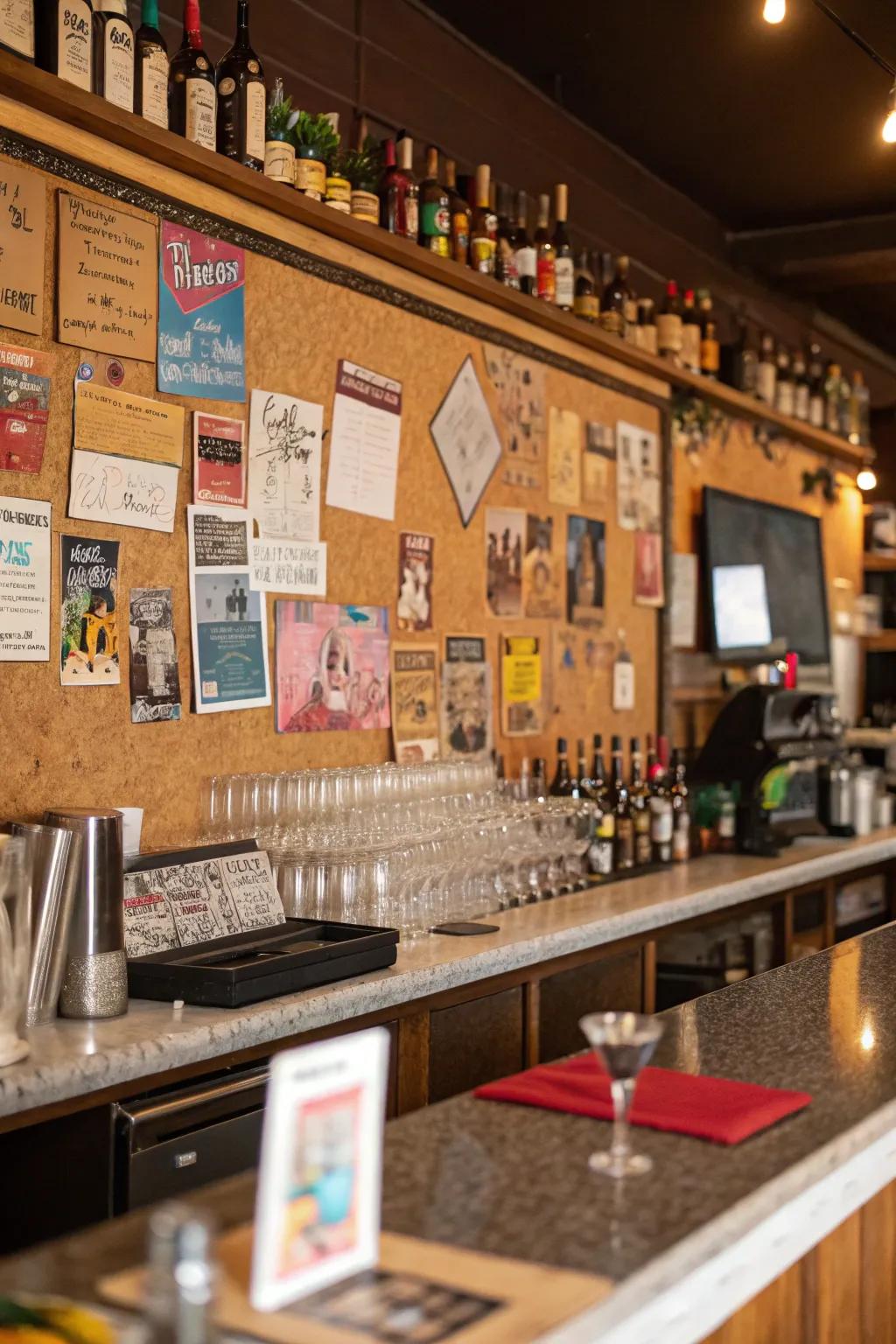 Corkboard walls propose a creative and interactive attribute.