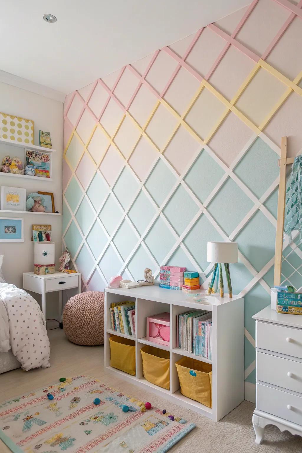 Pastel lattice element crafting a lively and welcoming ambiance.