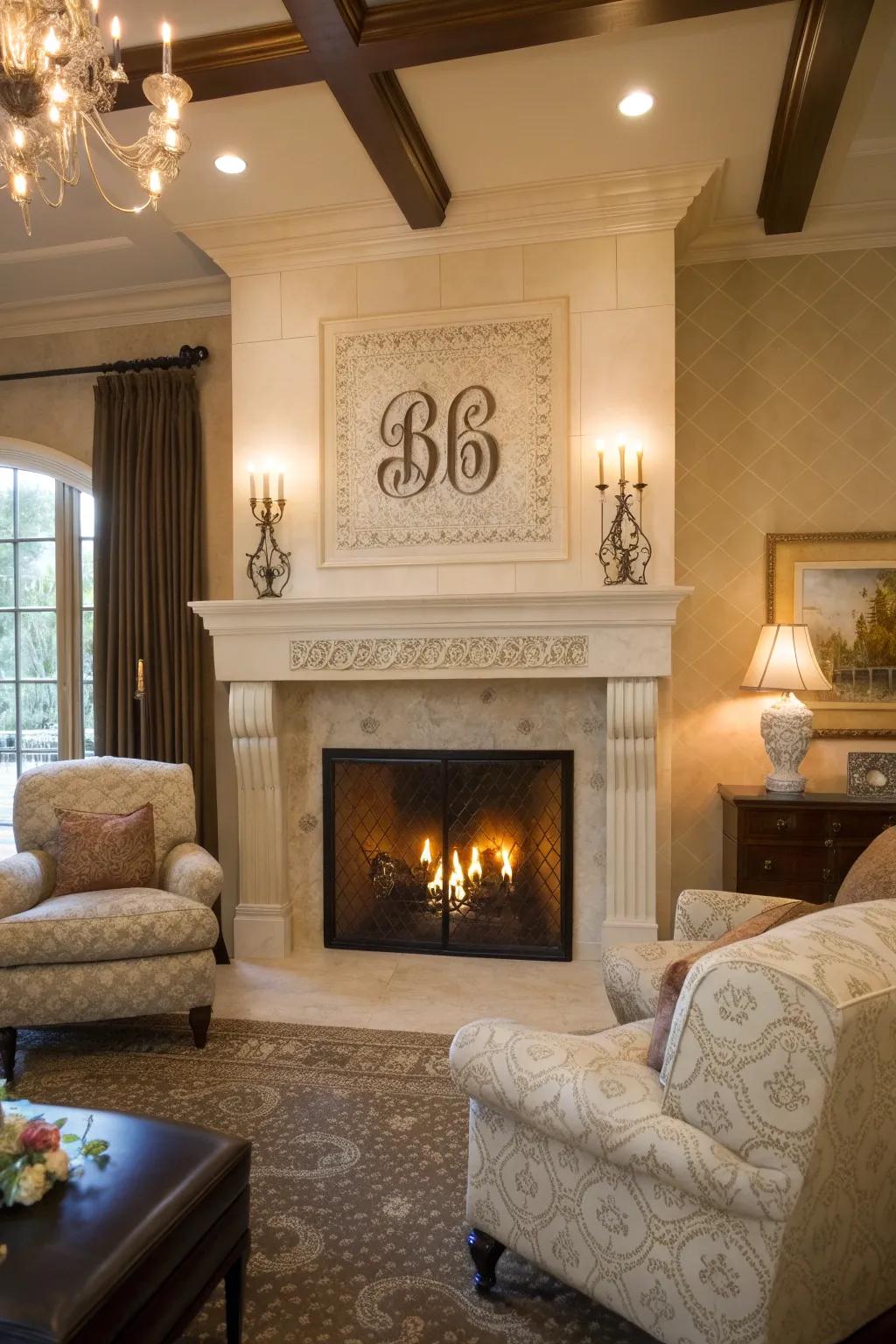 Sophistication meets coziness with an initials fire guard.
