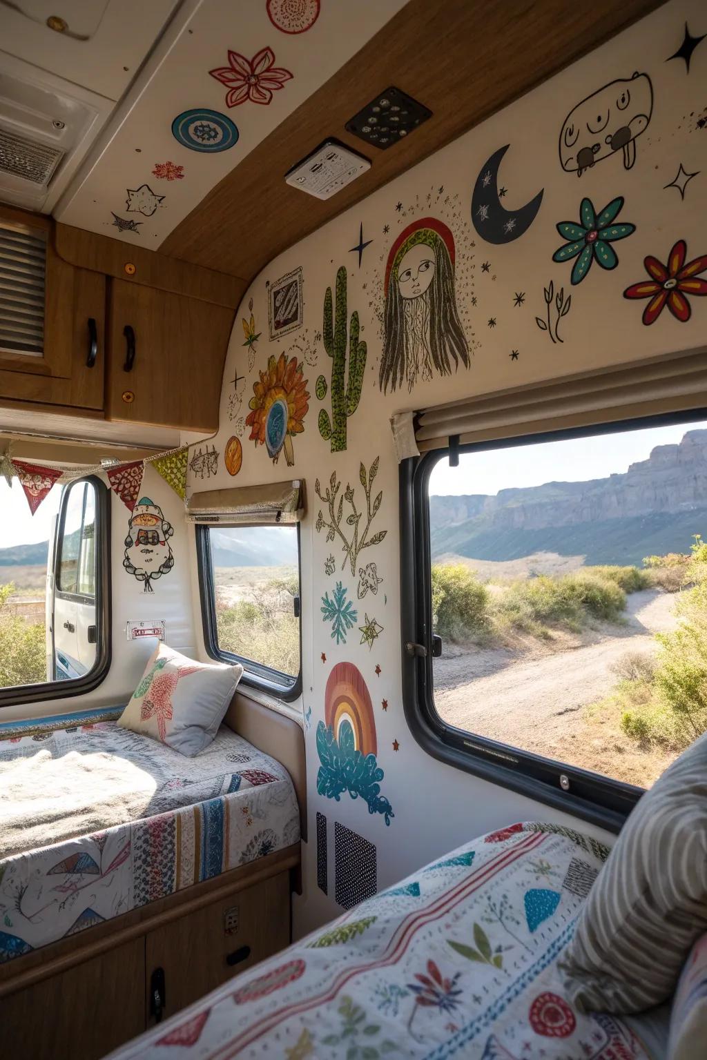 Unique wall art that shows off the camper's personality.