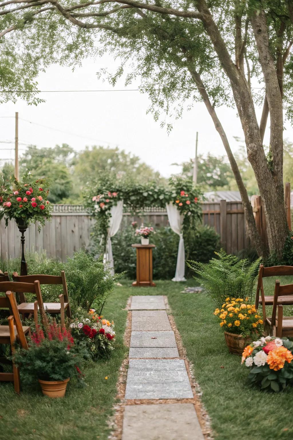 A secluded corner offers a private setting for a personal ceremony.