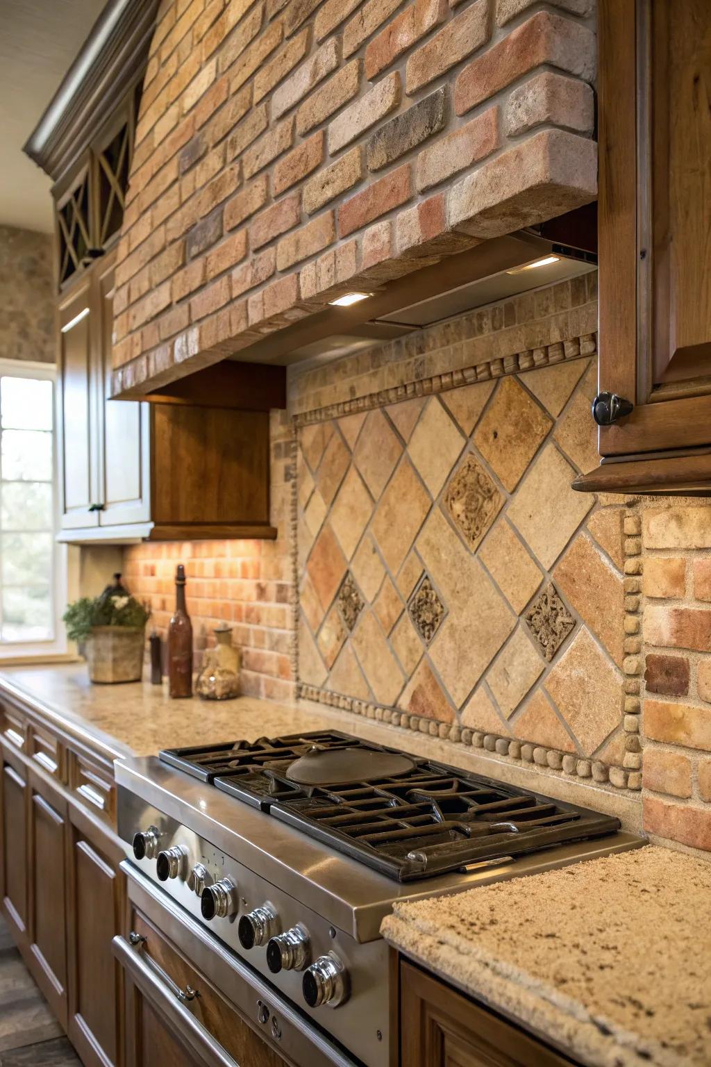 Brick tiles convey warmth and depth to any kitchen.