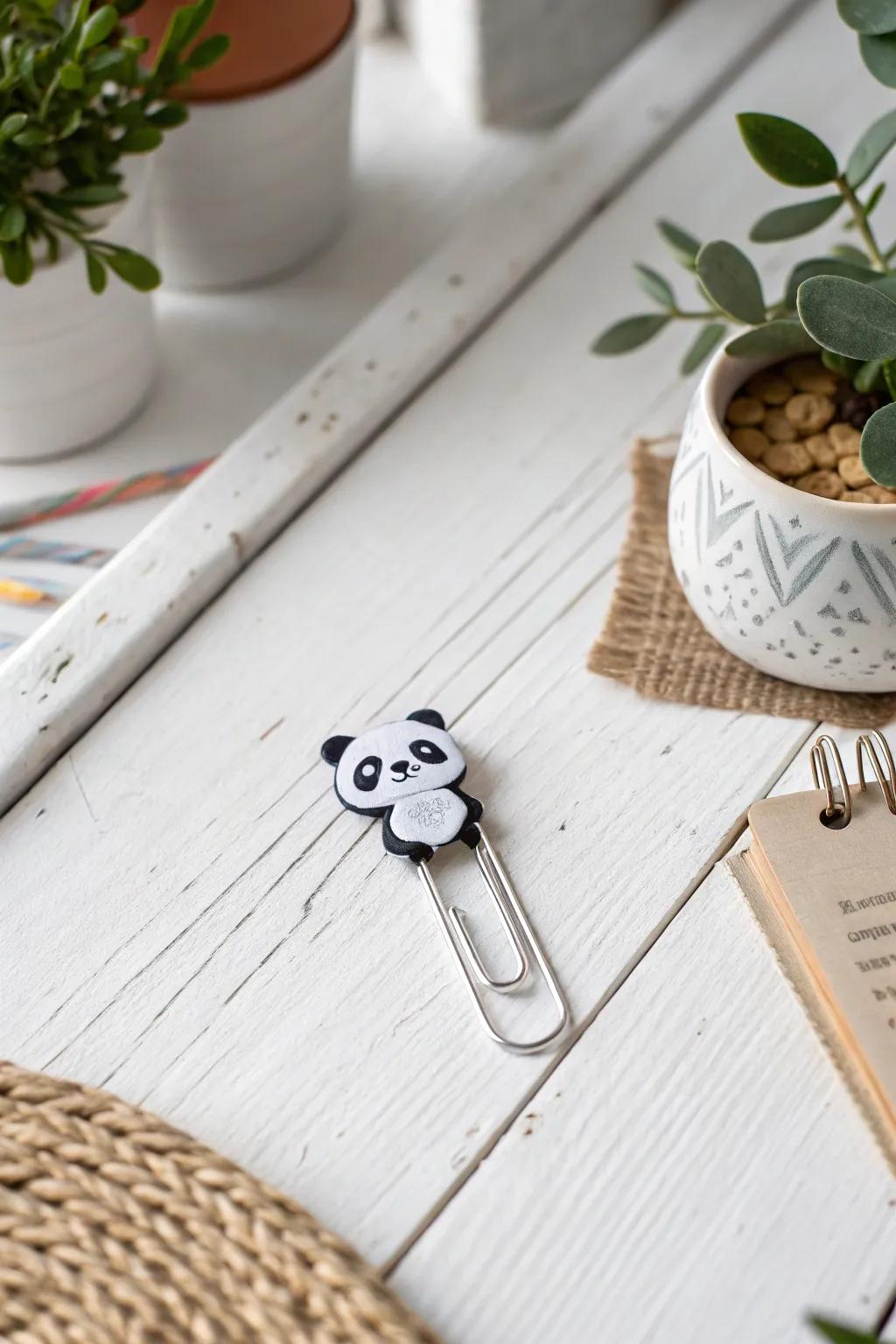 Infuse a hint of kawaii charm into your workspace with this adorable panda paper clip, where simplicity merges with playful elegance!