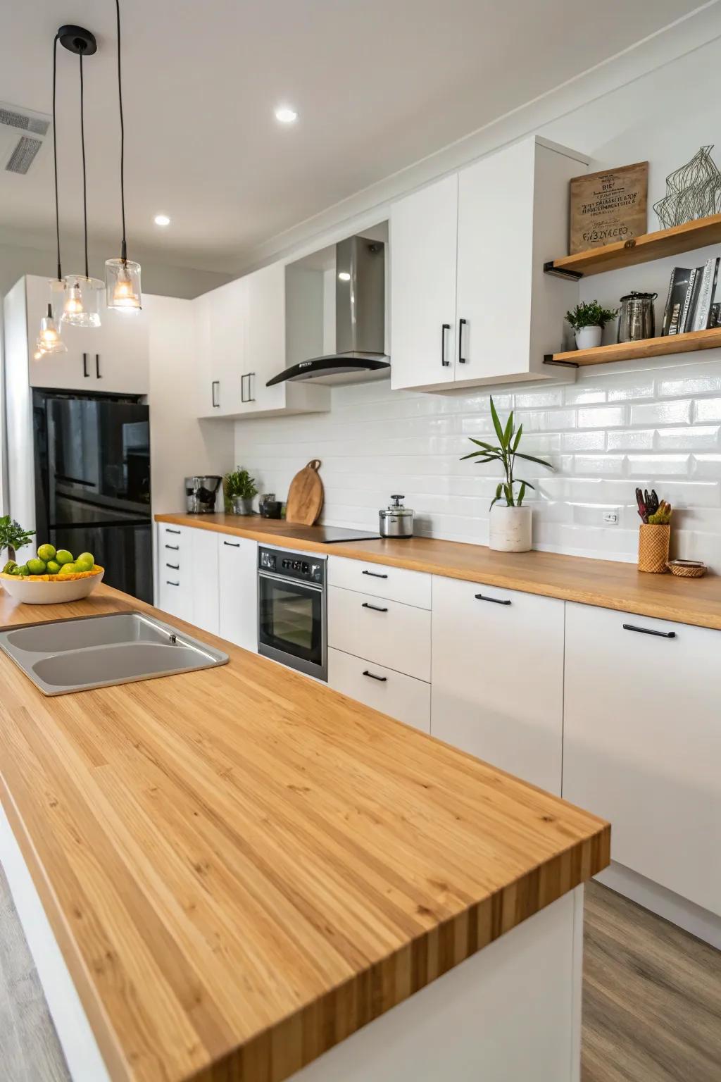 Reed countertops offer a sustainable and chic choice.