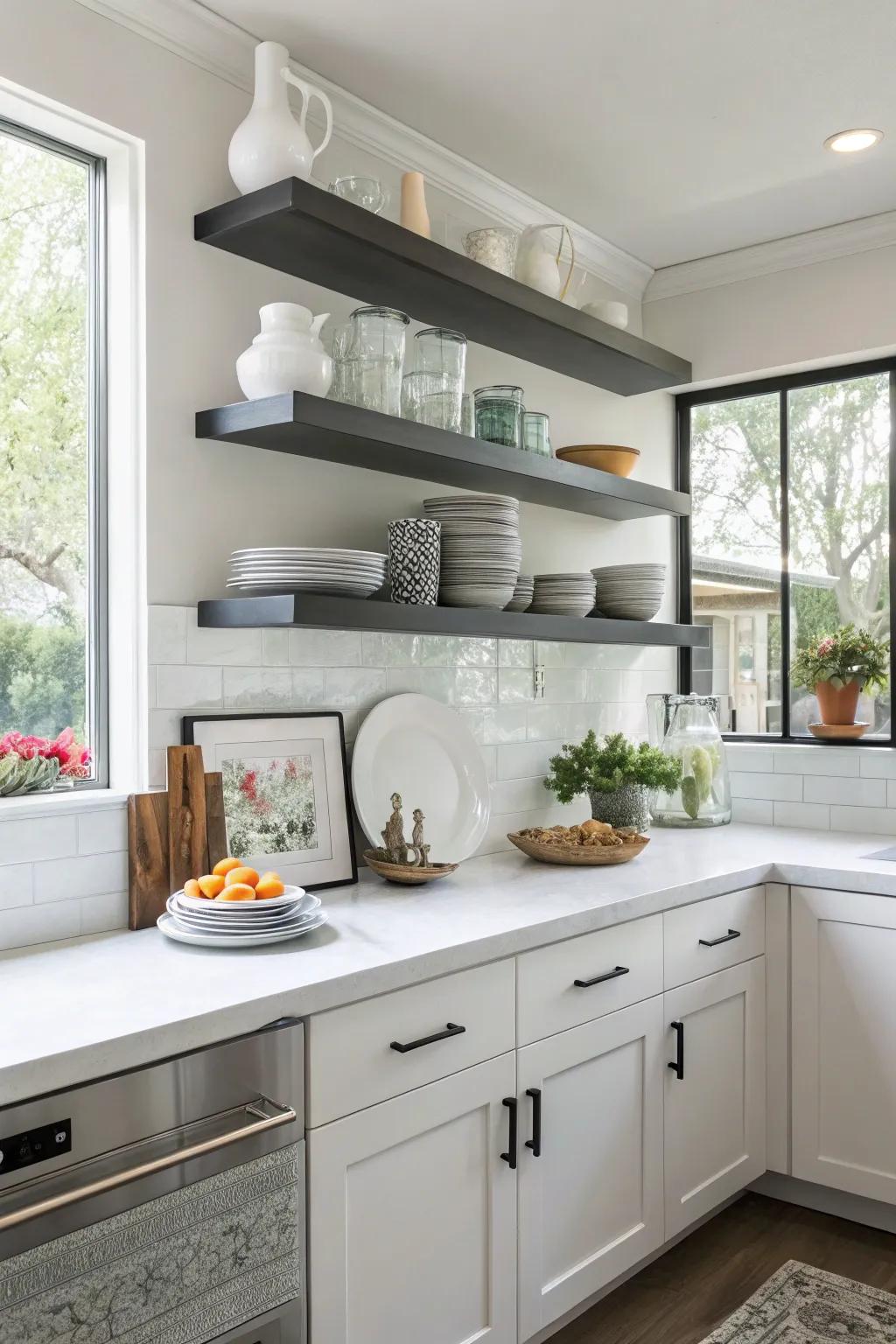 Corner shelves make the most of every inch.