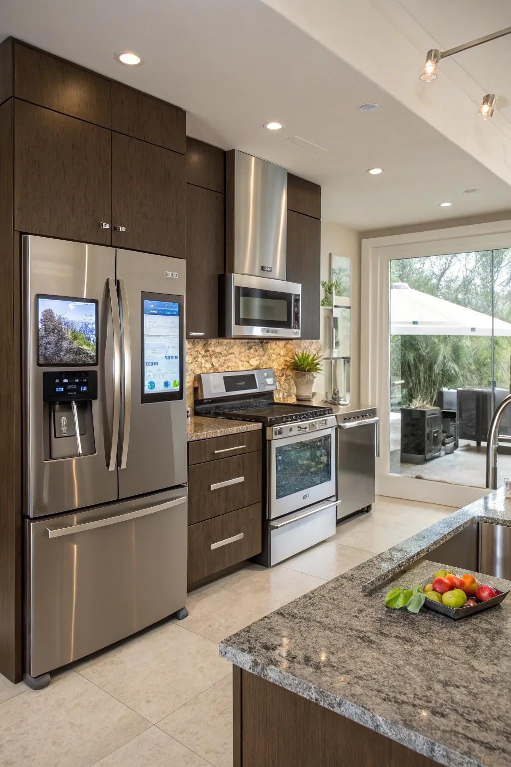 A kitchen equipped with smart technology for improved functionality.