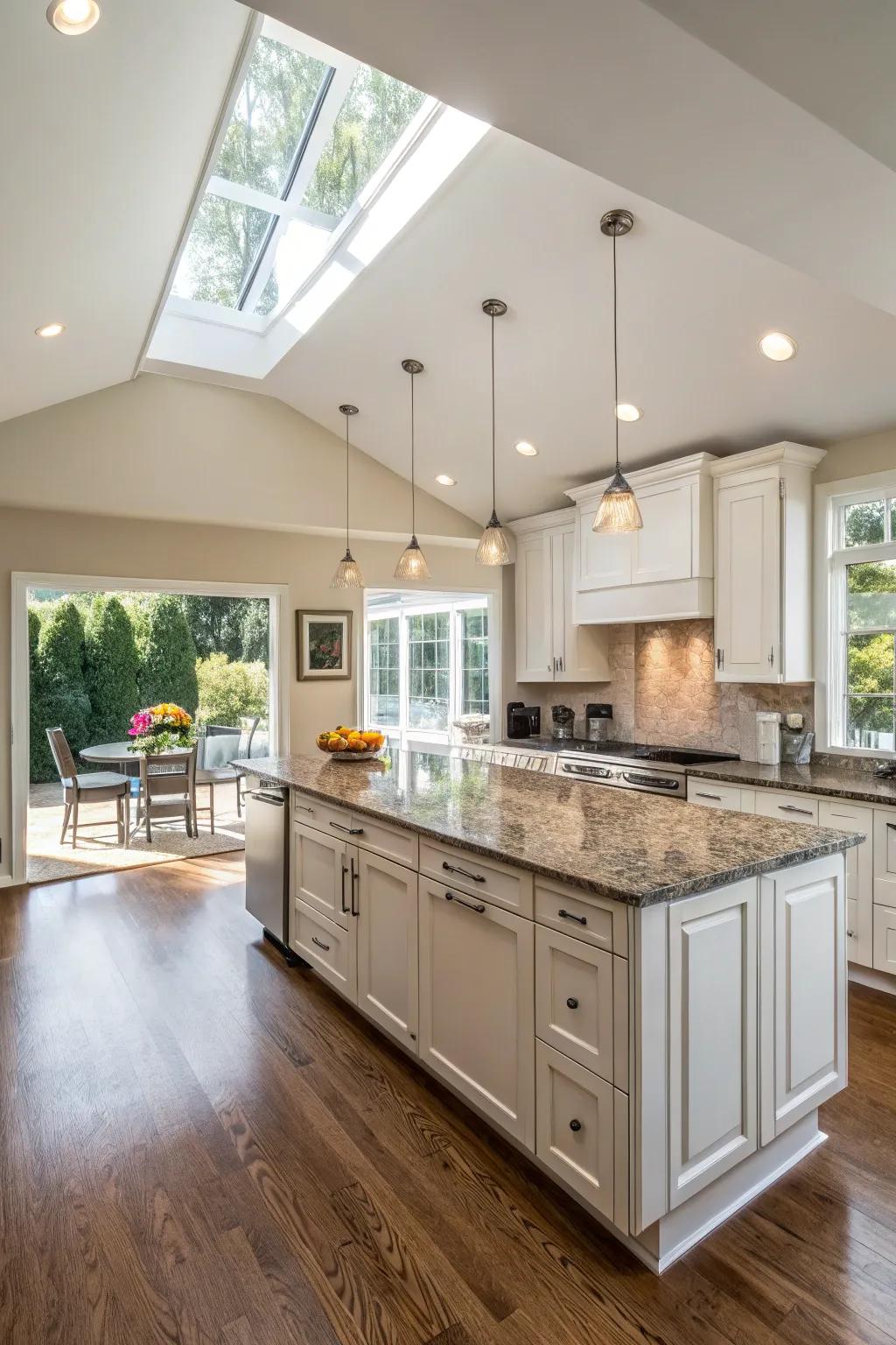 An island-peninsula, providing space-saving features.