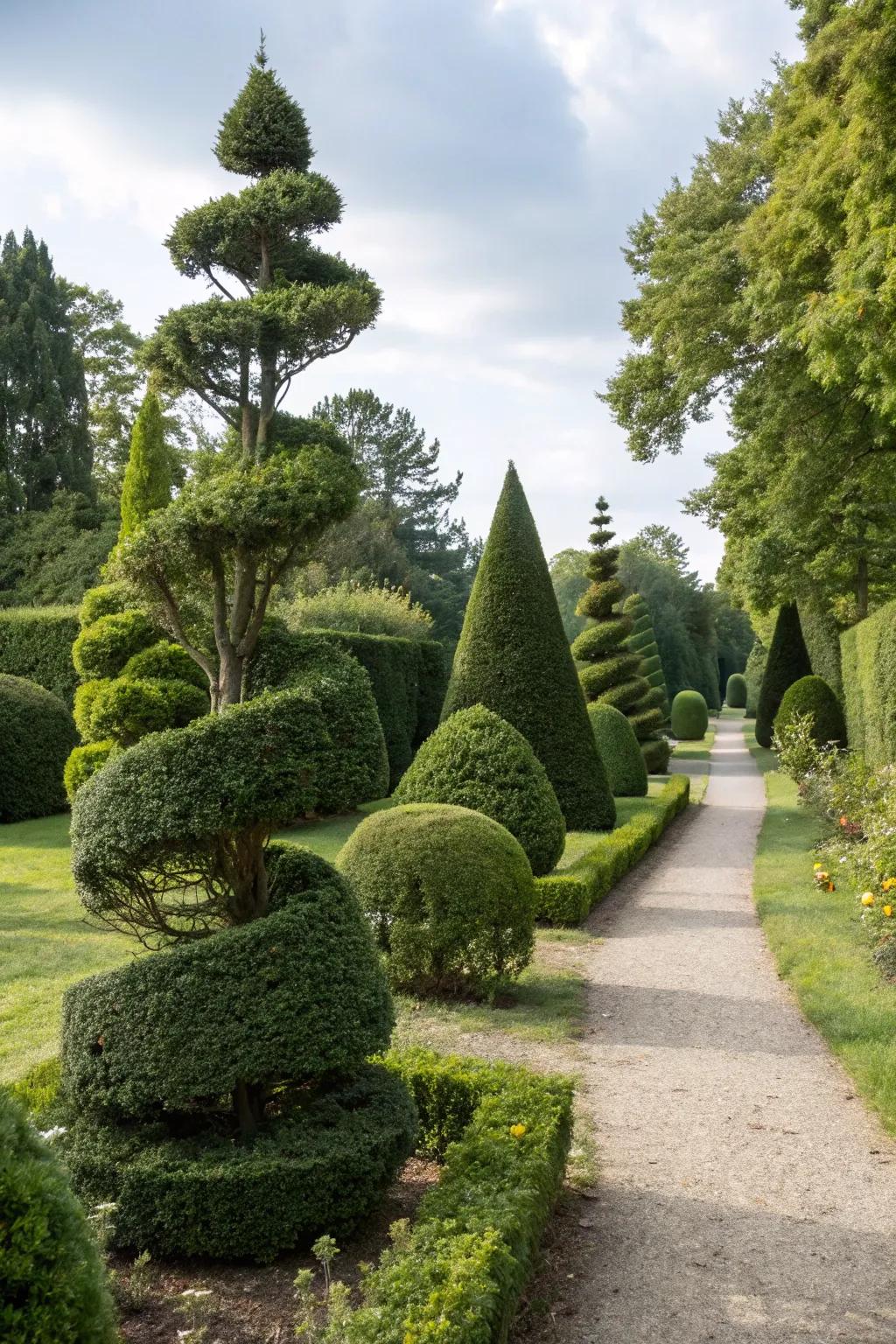 Diverse arborvitae shapes convey playfulness to your garden.