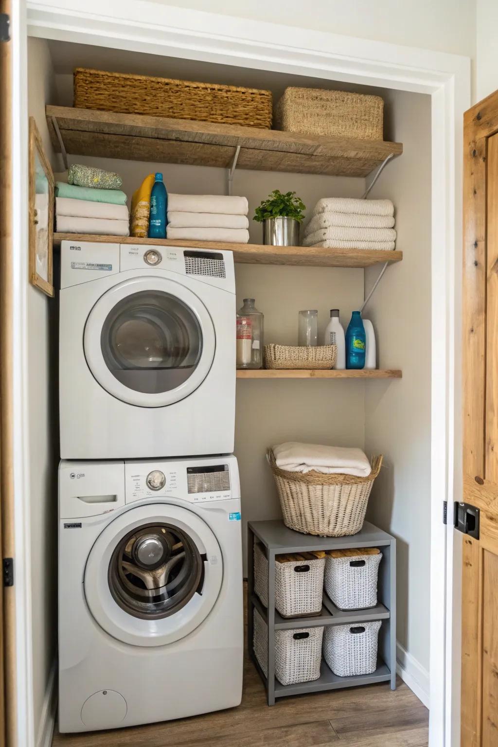 A well-designed laundry area maximizes small spaces.