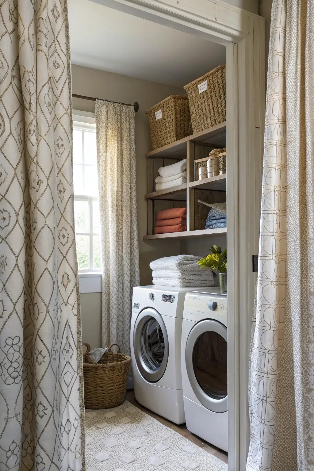 Textured cloths can contribute dimension and interest to your utility area.