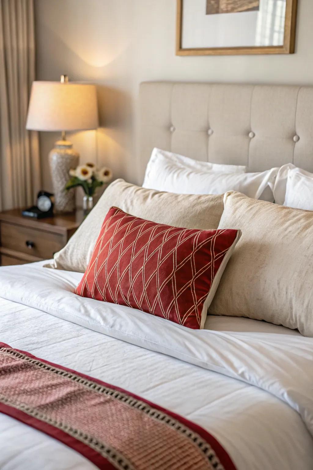 A statement body pillow delivering a point of emphasis to the layered bed.