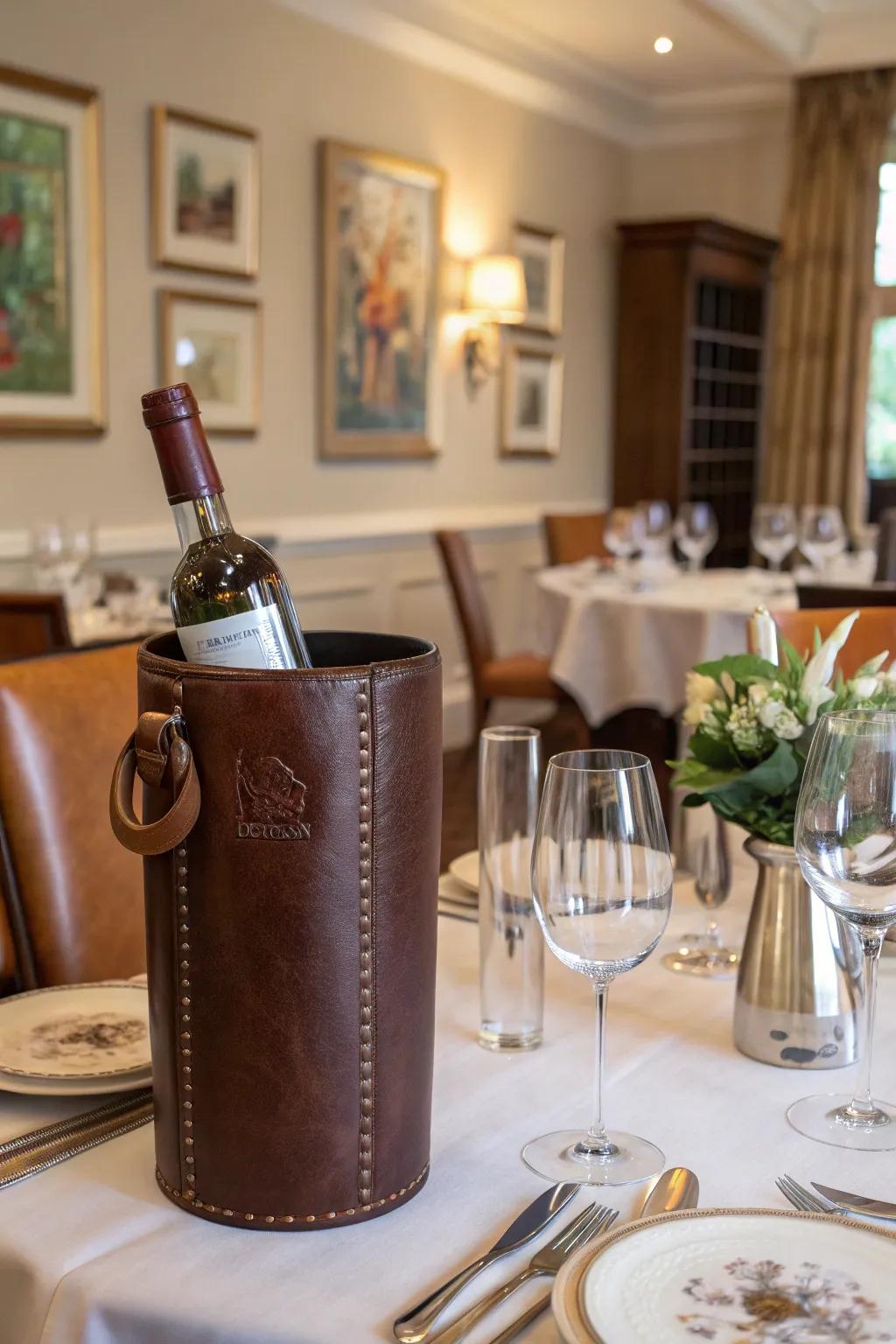 Hide cradles elevate your wine display.