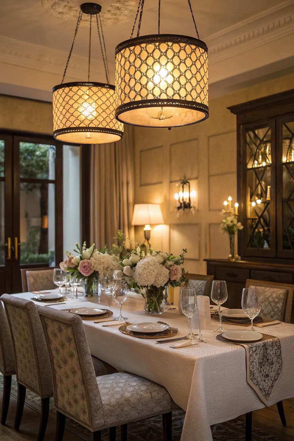 Understated fixtures enhance the elegance of any dining space.