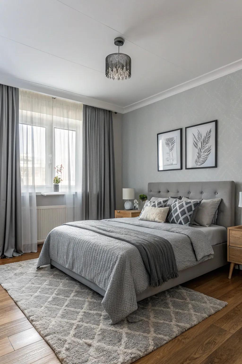 Monochromatic layers create a cohesive look.