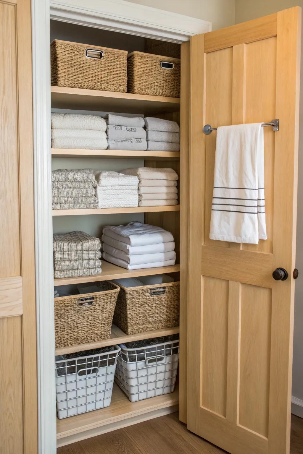 Don't forget to use the back of the door for added storage solutions.