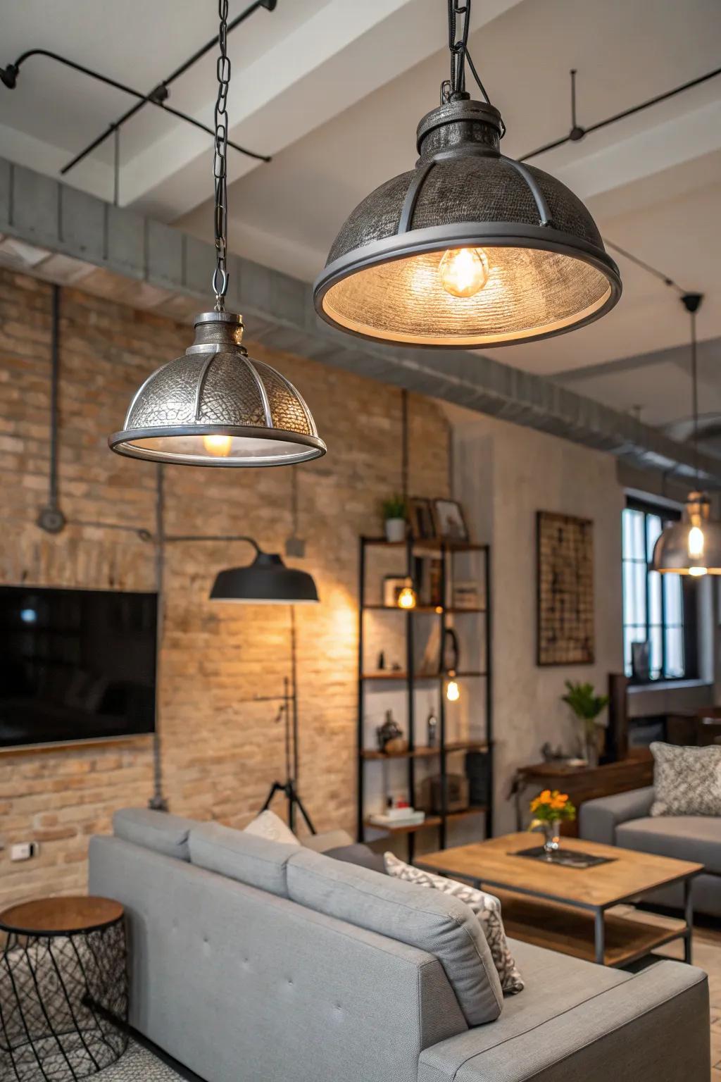 Metal fixtures give your area an industrial edge.