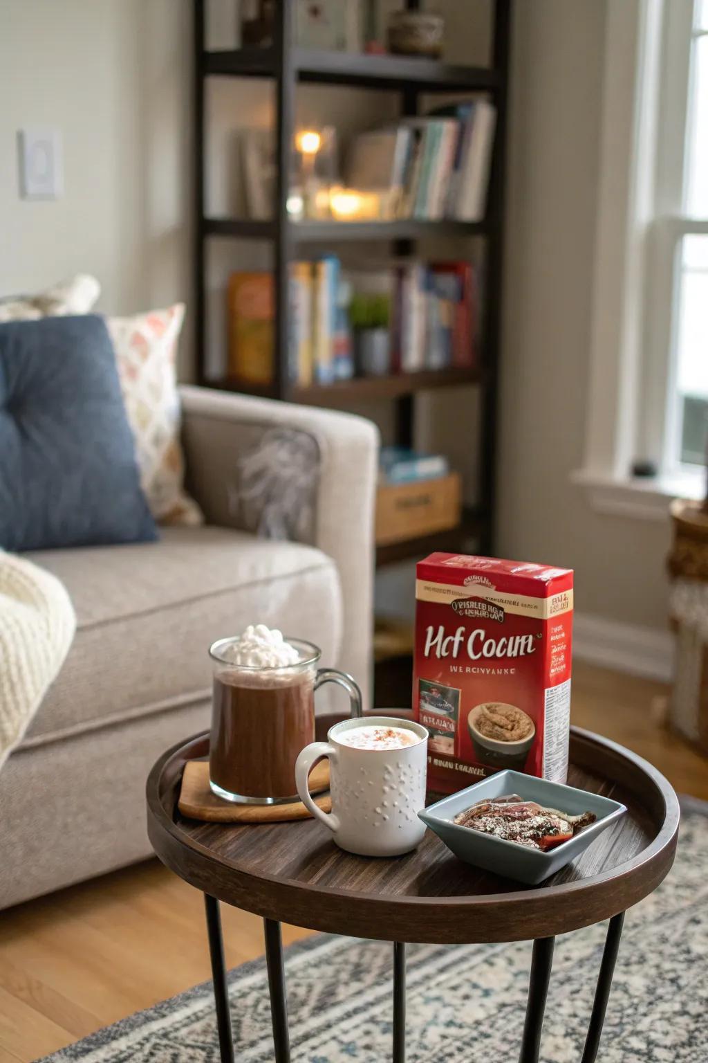 A hot cocoa station introduces a fun and inviting feature to your holiday gatherings.